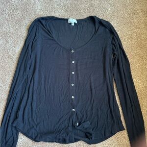 Socialite Ribbed Long Sleeve Button Up